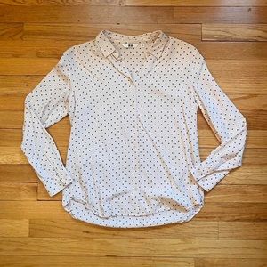 Uniqlo Polka Dot Rayon Long Sleeve Blouse